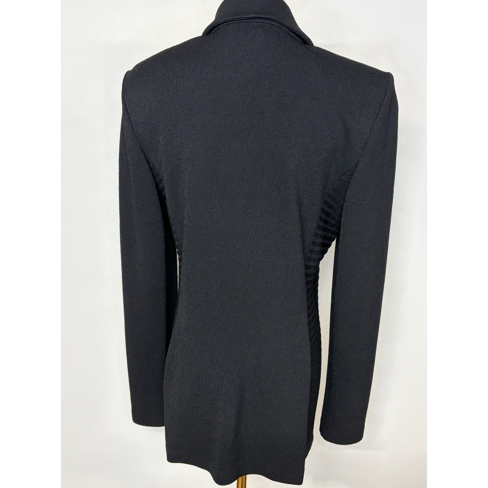 St John Evening Marie Gray Vintage Black Knit Blazer Jeweled Buttons Size 6 USA - Picture 4 of 10